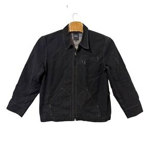 G-Star Raw Dark Gray Flannel Lined Zip Up Canvas Utility Jacket Mens XXL
